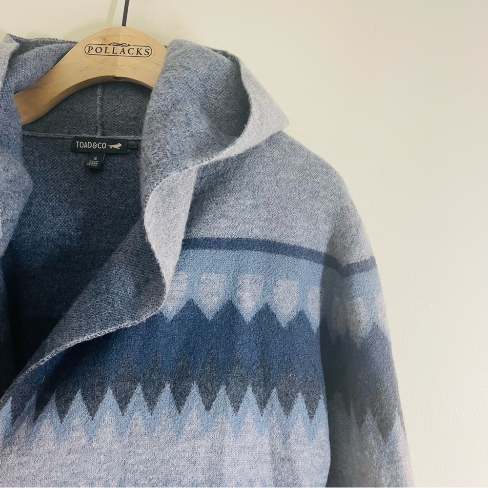 Toad & Co 100% Merino Wool Merritt Hooded Cardigan Blue Gray S - Picture 4 of 12
